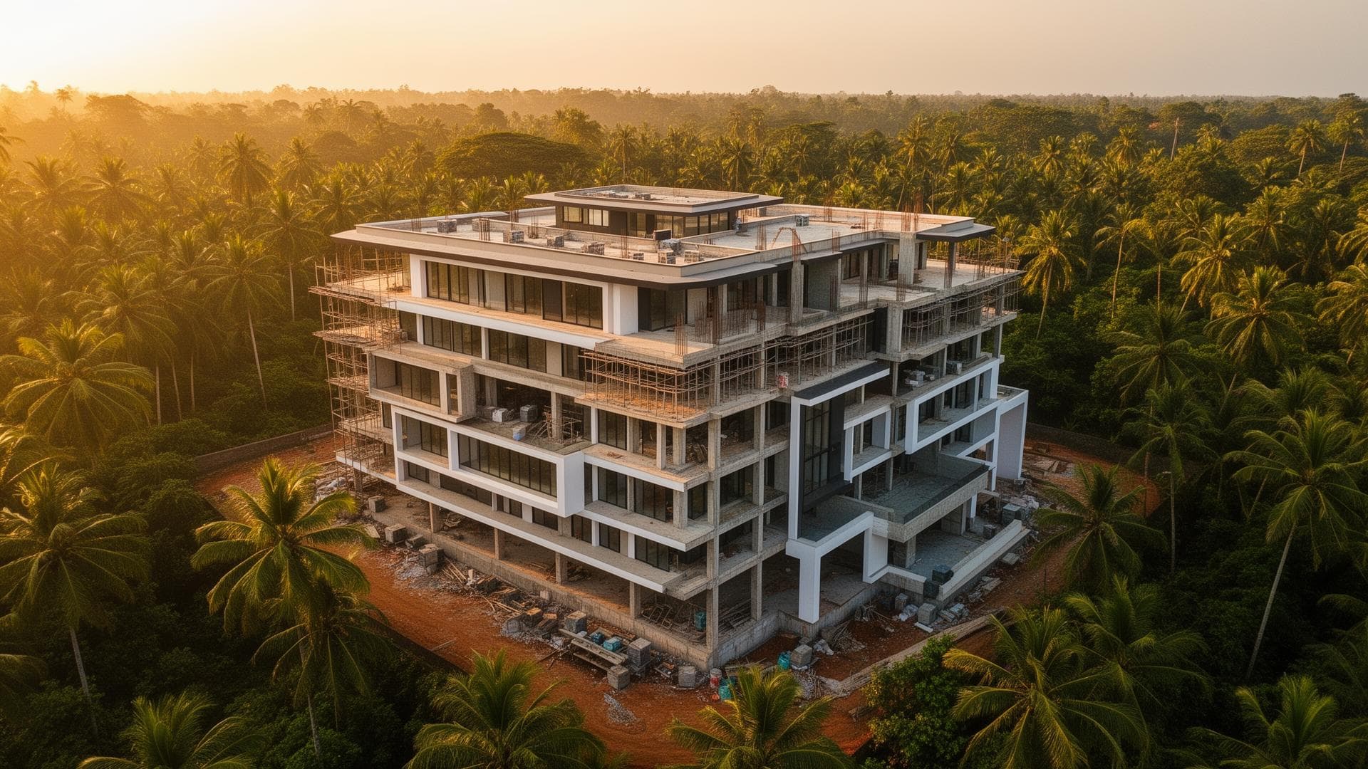 Modern building construction in Kerala
